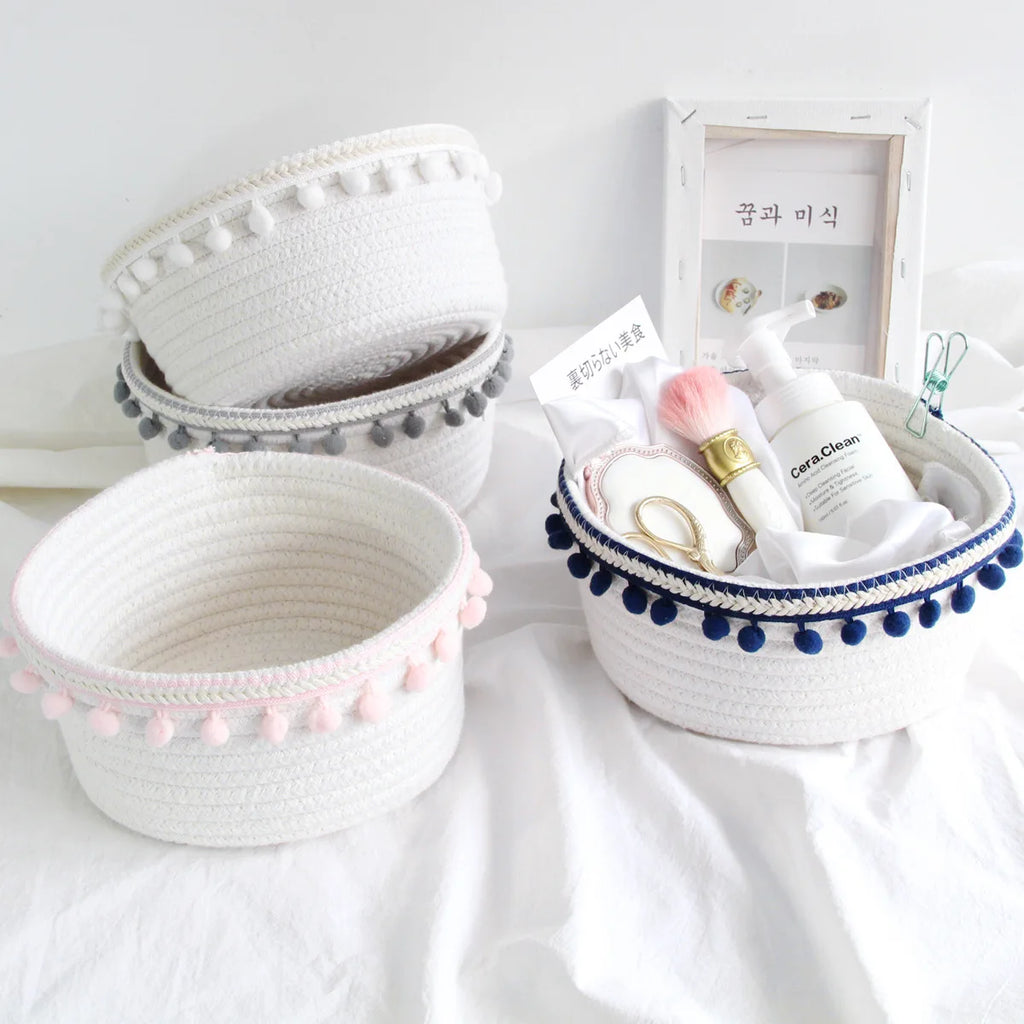 Panier Rangement Tressé Coton – Jouets, Bureau & Maison | L'atelier de Candice