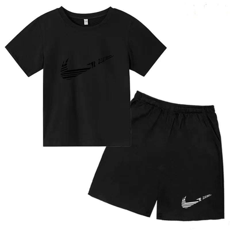 Vêtements pour enfants T-shirt Mode Manches courtes + Shorts Été Garçon Fille Tout-petit 3-12 ans Casual Sports Marque Jogging O-collar Set