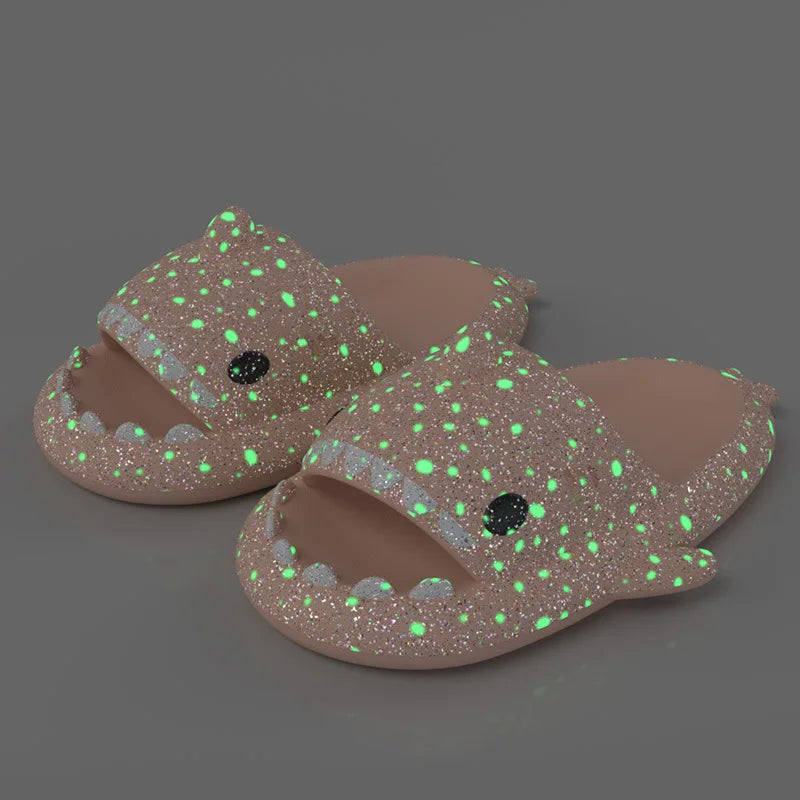 Luminous Christmas Shark Slippers Men Pirate Milk Cow Soft Sandals Adult Bathroom Non-slip Flip Flops Couple Outdoor EVA Shoes