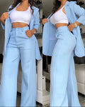 Ensembles de blazer élégant pour femmes Nouvelle mode d’automne Manteau à col claté pour femmes + pantalon design de poche Ensemble Travail Trajet Costume deux pièces