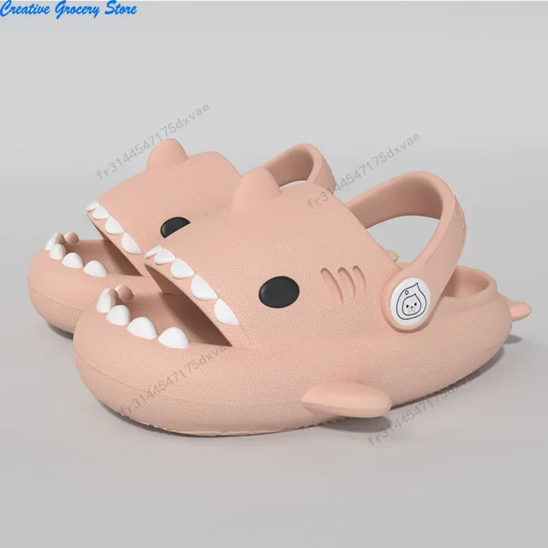 Summer 3D Shark Slides 2026 Kids EVA Soft Sole Non-Slip Cartoon Beach Slippers for Boys Girls Indoor Outdoor Pool Shoes