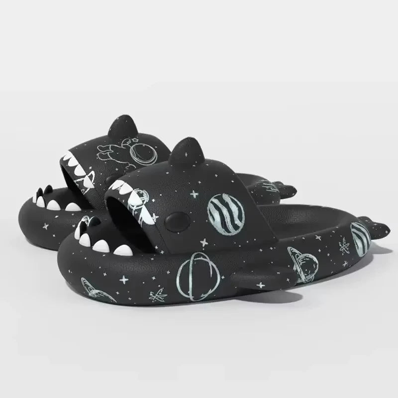 Luminous Christmas Shark Slippers Men Pirate Milk Cow Soft Sandals Adult Bathroom Non-slip Flip Flops Couple Outdoor EVA Shoes