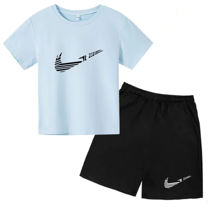 Vêtements pour enfants T-shirt Mode Manches courtes + Shorts Été Garçon Fille Tout-petit 3-12 ans Casual Sports Marque Jogging O-collar Set