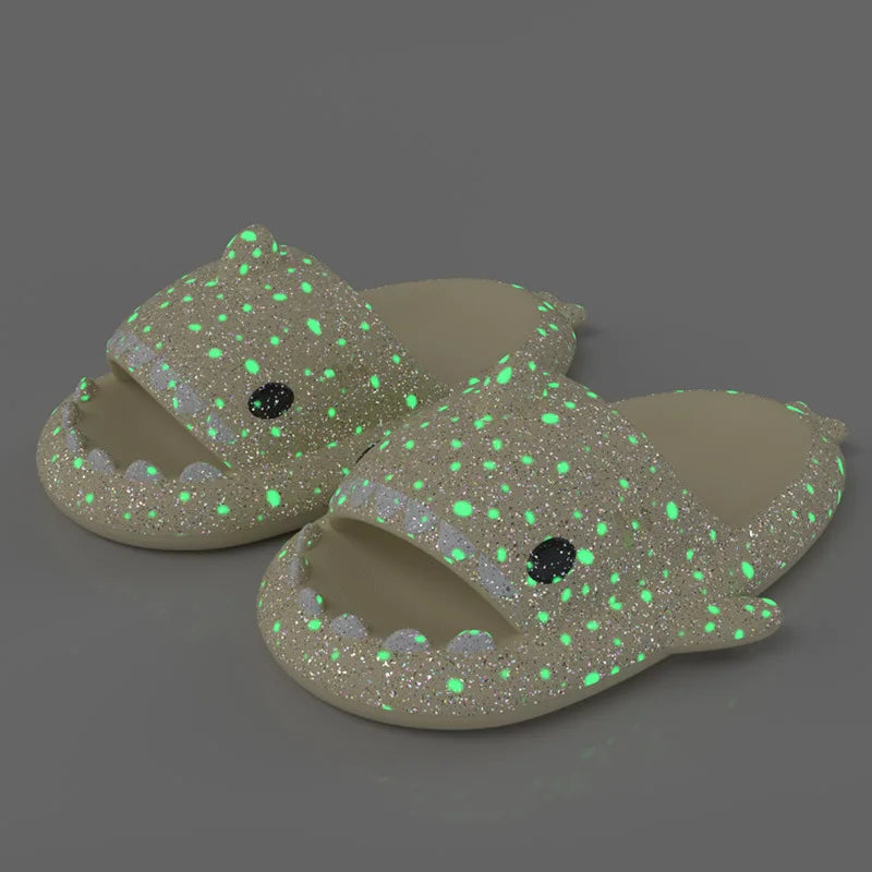 Luminous Christmas Shark Slippers Men Pirate Milk Cow Soft Sandals Adult Bathroom Non-slip Flip Flops Couple Outdoor EVA Shoes