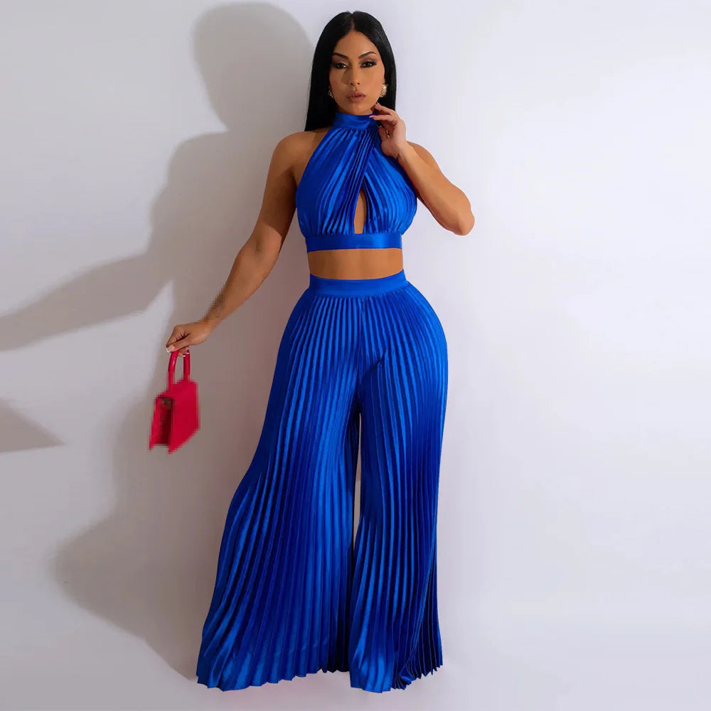Ensemble 2 Pièces Femme – Top Halter & Pantalon Large Taille Haute | L'atelier de Candice