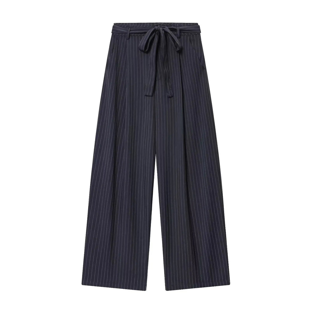 KONDALA Vintage Stripe Print Femmes Costumes V Neck Buttons Gilet Taille haute Pantalon à jambes larges Mode 2026 Printemps Été Costumes de bureau