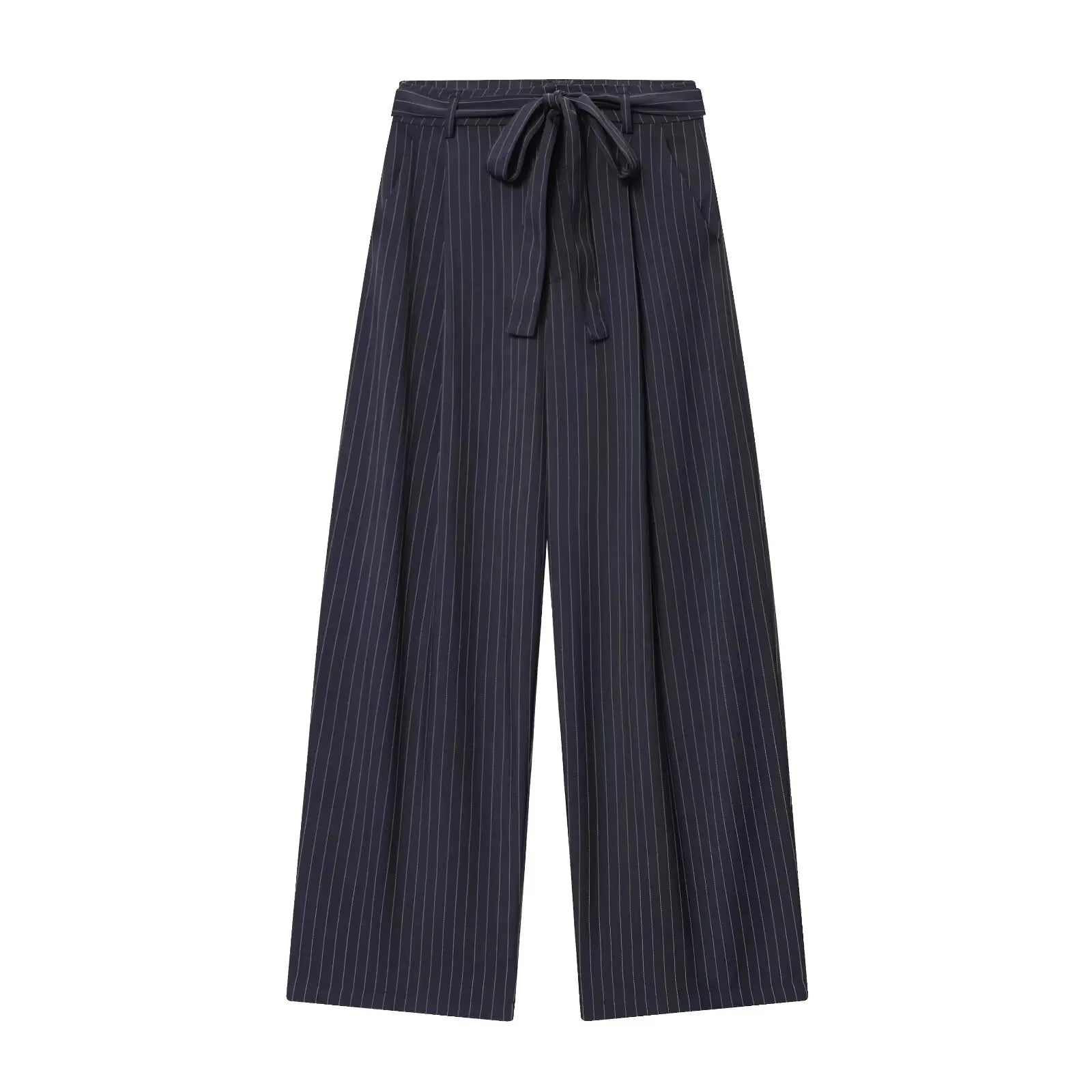 KONDALA Vintage Stripe Print Femmes Costumes V Neck Buttons Gilet Taille haute Pantalon à jambes larges Mode 2026 Printemps Été Costumes de bureau
