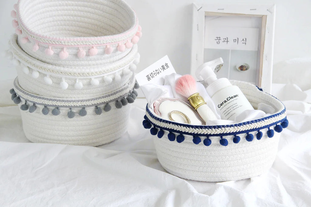 Panier Rangement Tressé Coton – Jouets, Bureau & Maison | L'atelier de Candice
