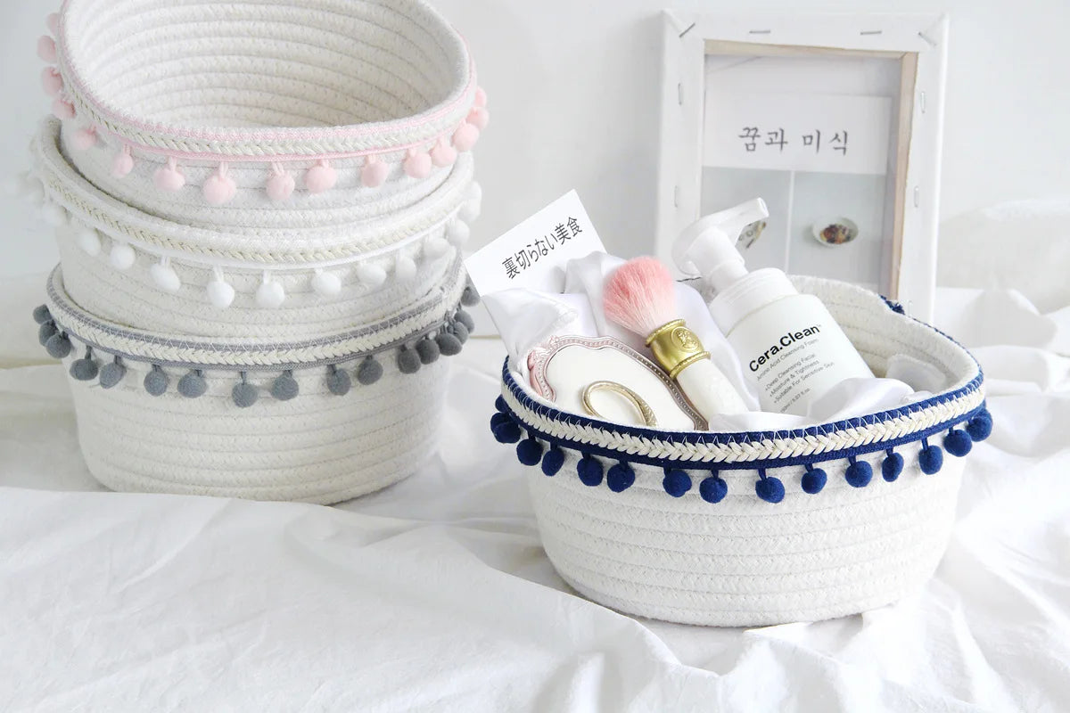 Panier Rangement Tressé Coton – Jouets, Bureau & Maison | L'atelier de Candice