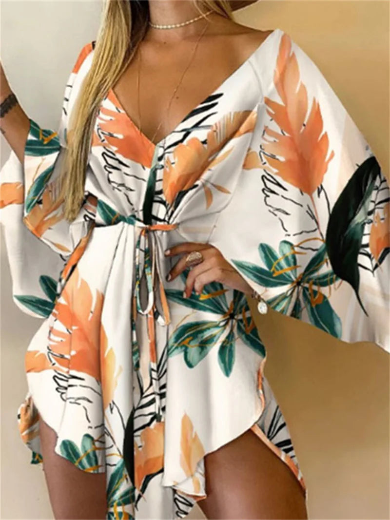 Robe bohème fleurie femme col V -L’atelier de Candice