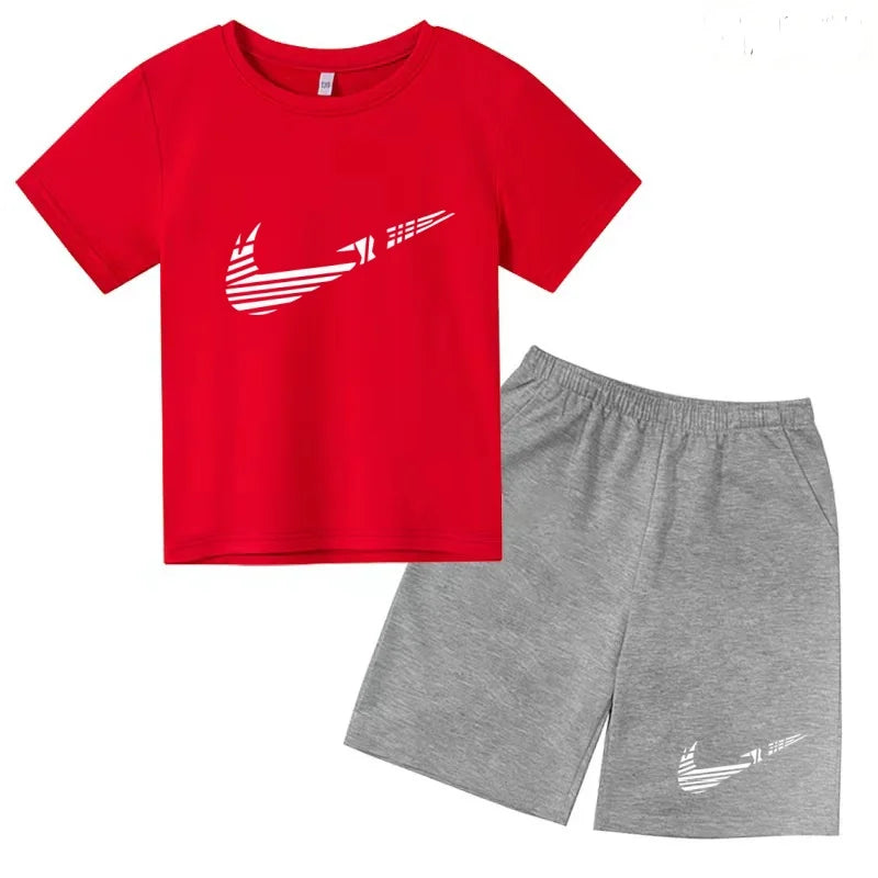 Vêtements pour enfants T-shirt Mode Manches courtes + Shorts Été Garçon Fille Tout-petit 3-12 ans Casual Sports Marque Jogging O-collar Set