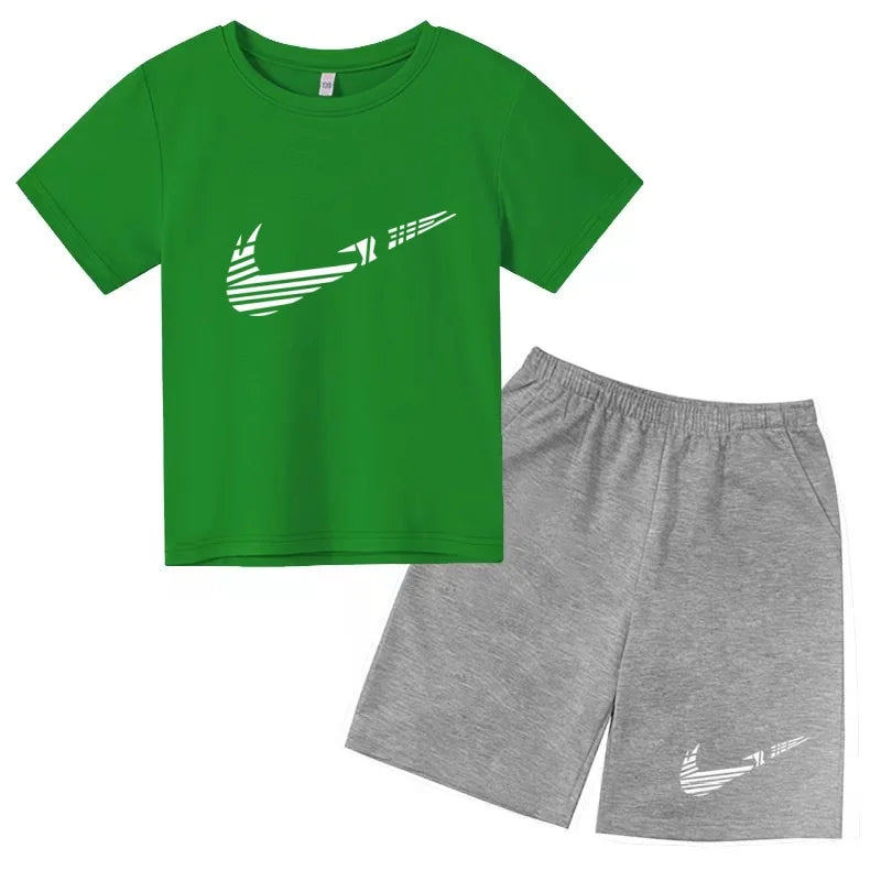 Vêtements pour enfants T-shirt Mode Manches courtes + Shorts Été Garçon Fille Tout-petit 3-12 ans Casual Sports Marque Jogging O-collar Set