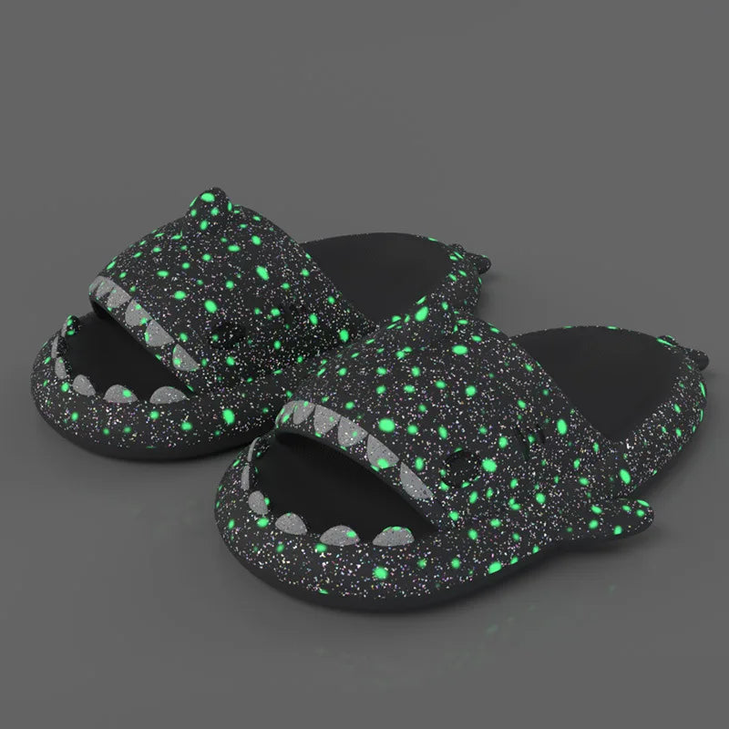 Luminous Christmas Shark Slippers Men Pirate Milk Cow Soft Sandals Adult Bathroom Non-slip Flip Flops Couple Outdoor EVA Shoes