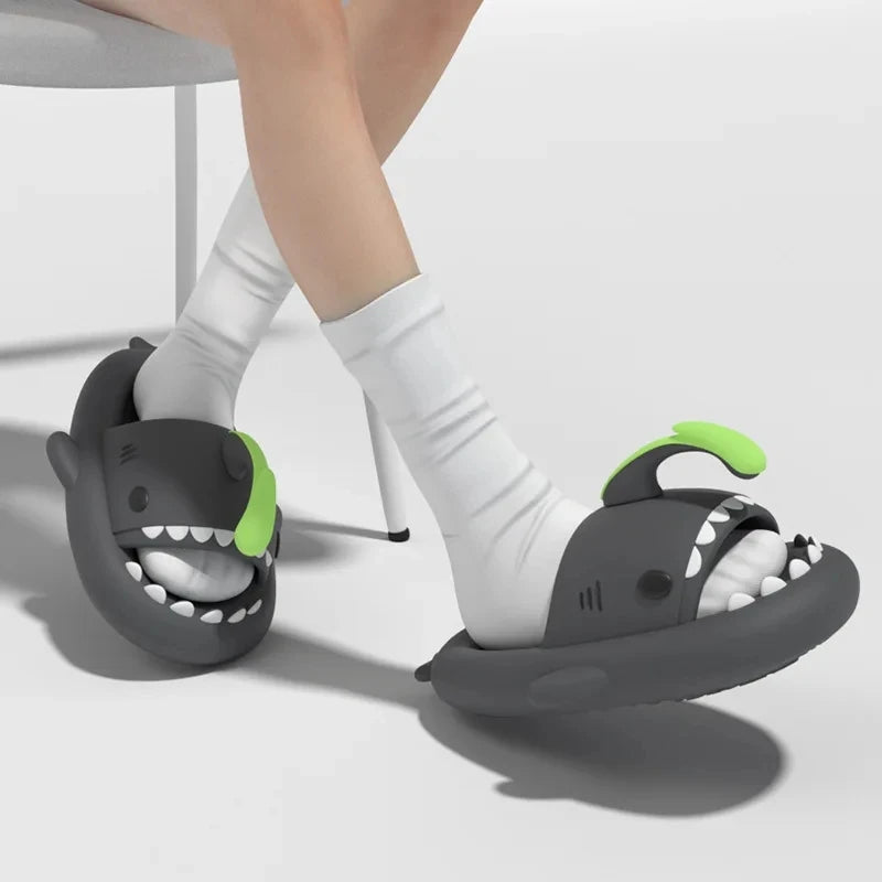 Luminous Christmas Shark Slippers Men Pirate Milk Cow Soft Sandals Adult Bathroom Non-slip Flip Flops Couple Outdoor EVA Shoes