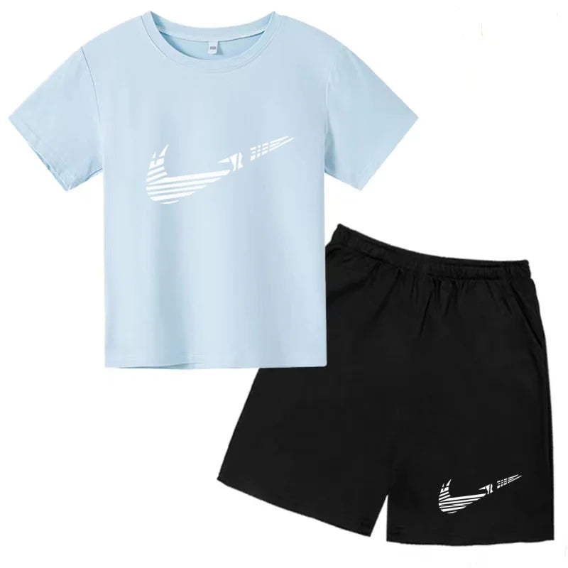Vêtements pour enfants T-shirt Mode Manches courtes + Shorts Été Garçon Fille Tout-petit 3-12 ans Casual Sports Marque Jogging O-collar Set