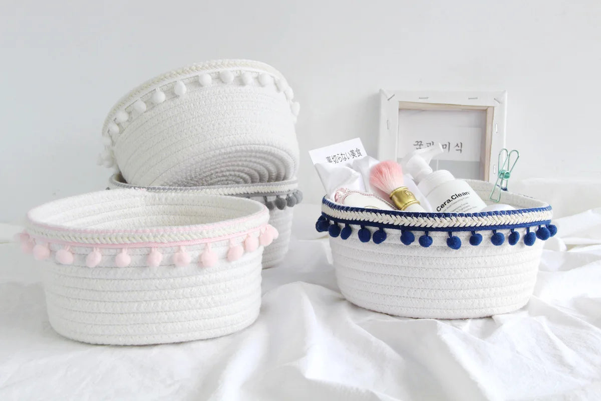 Panier Rangement Tressé Coton – Jouets, Bureau & Maison | L'atelier de Candice