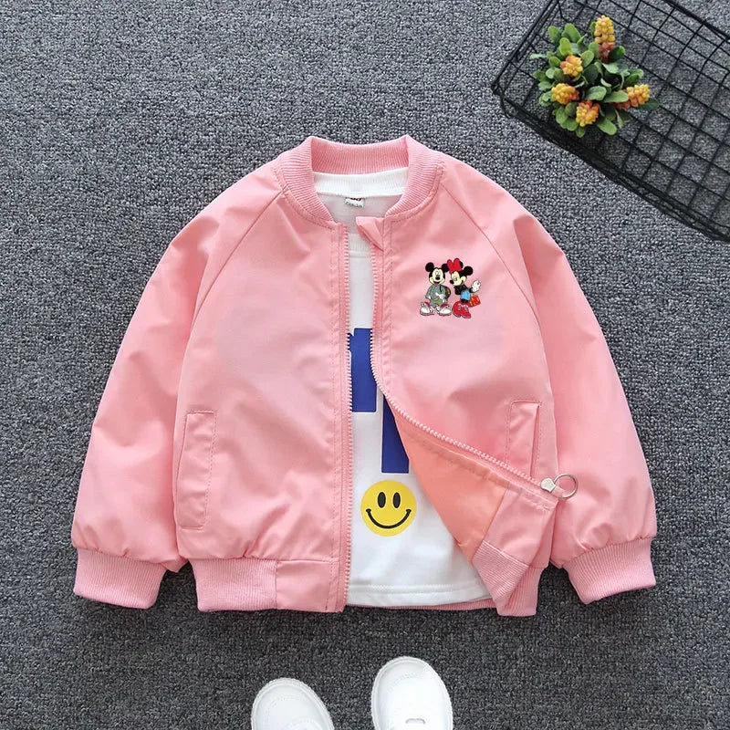 Printemps Bébé Garçons Filles Veste Mode Dessin animé Minnie Mouse Print Vêtements d’extérieur pour 1-6 ans Enfants Vêtements Enfants Coupe-vent Manteau
