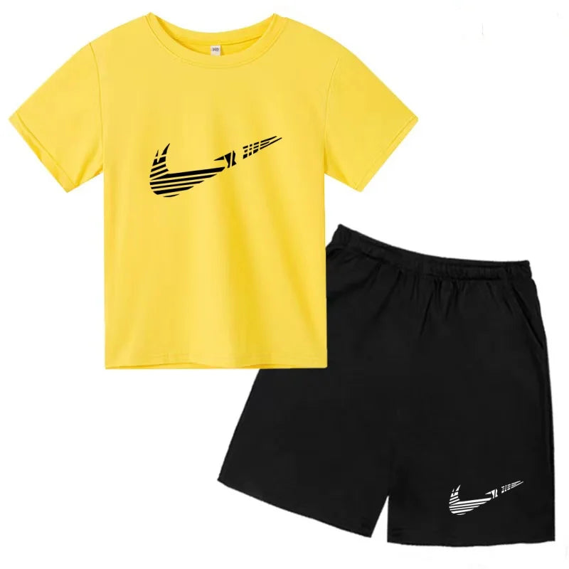Vêtements pour enfants T-shirt Mode Manches courtes + Shorts Été Garçon Fille Tout-petit 3-12 ans Casual Sports Marque Jogging O-collar Set