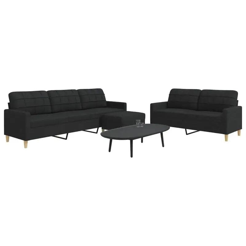 vidaXL Sofa Set Light Grey Fabric 3 Pieces Living Room Furniture Modern Comfortable Upholstered Couch with Footstool Home Decor