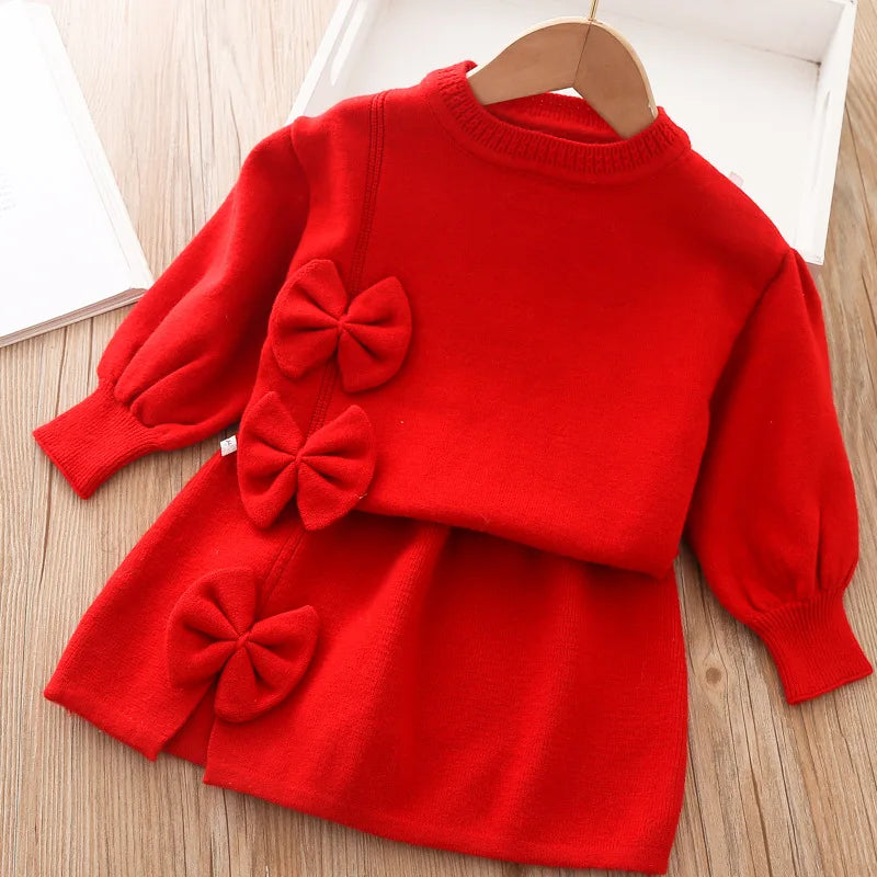 Ensemble de vêtements pour filles Ensemble de 2 pièces à manches longues Sweat-shirt automne/hiver + ensemble jupe Vêtements pour enfants pour le début de l’école