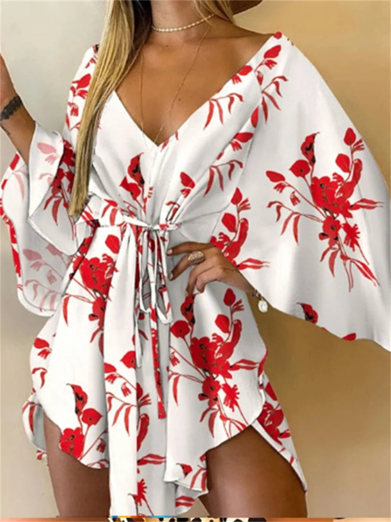 Robe bohème fleurie femme col V -L’atelier de Candice