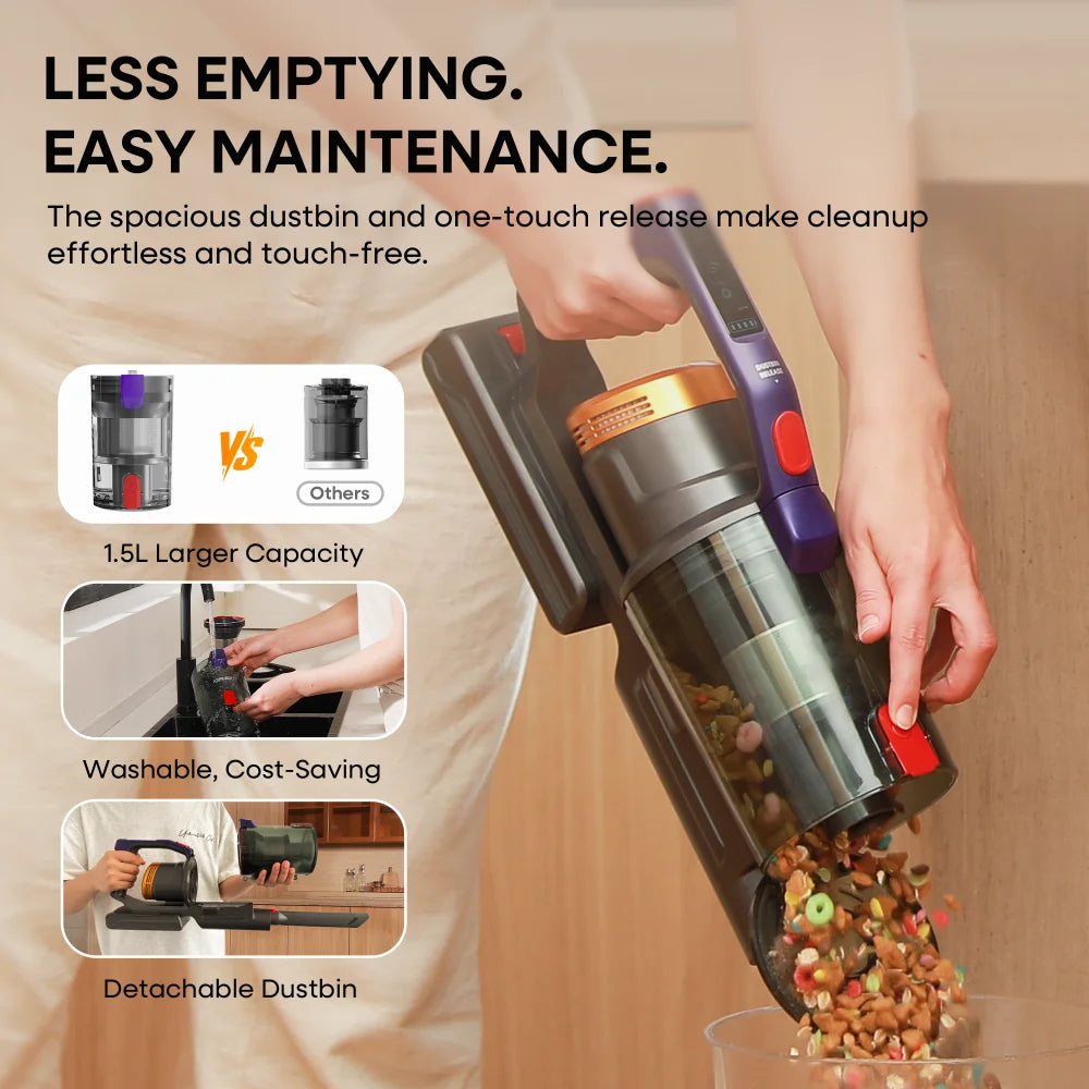Erabros EV7 550W Moteur Aspirateur sans fil 70KPa Aspiration 70Min Temps d’exécution Base de stockage Base de stockage Stick Aspirateur avec conception aromatique