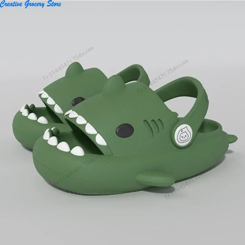 Summer 3D Shark Slides 2026 Kids EVA Soft Sole Non-Slip Cartoon Beach Slippers for Boys Girls Indoor Outdoor Pool Shoes