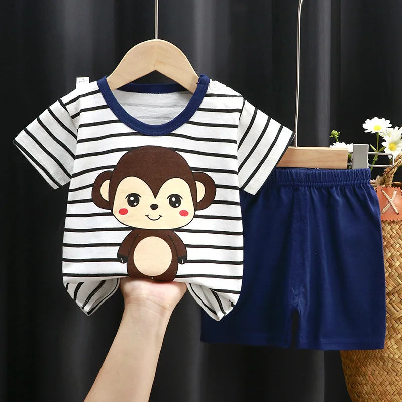 Été Donald Duck Cartoon 2 pièces survêtement garçons décontracté ensemble de vêtements pour enfants T-shirt et short enfants 1-4 ans