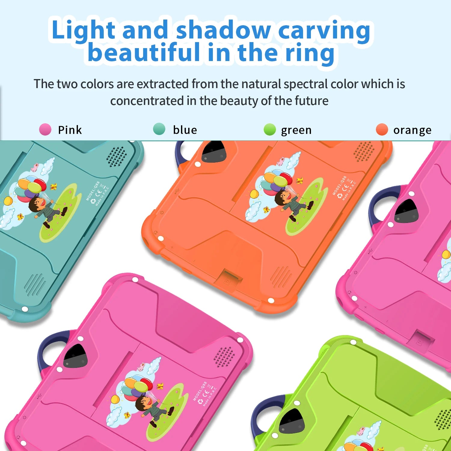 Nouveau motif de dessin animé Tablette pour enfants 7 pouces Quad Core 4 Go de RAM 64 Go ROM Android Apprentissage Éducation Jeux Tablettes Cadeaux pour enfants