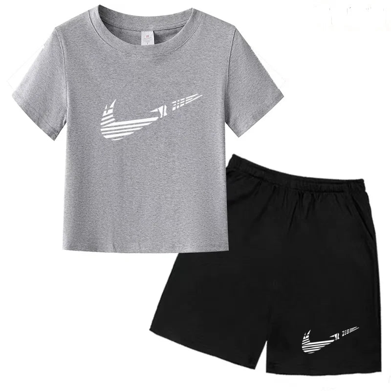 Vêtements pour enfants T-shirt Mode Manches courtes + Shorts Été Garçon Fille Tout-petit 3-12 ans Casual Sports Marque Jogging O-collar Set
