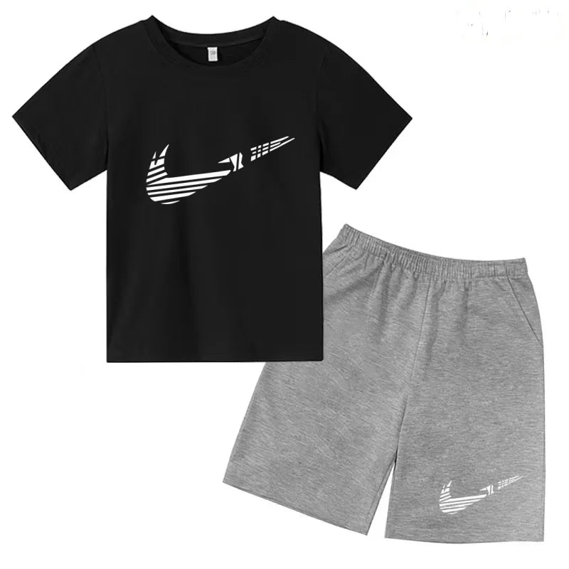 Vêtements pour enfants T-shirt Mode Manches courtes + Shorts Été Garçon Fille Tout-petit 3-12 ans Casual Sports Marque Jogging O-collar Set