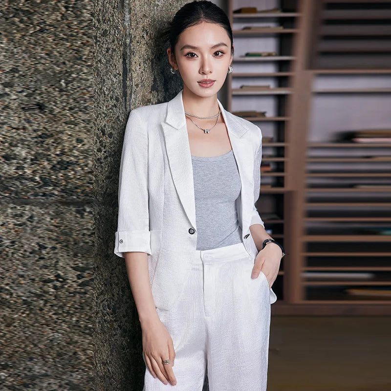 Mode Bureau Dames Blazer et Pantalon Costume Formel Angola Rouge Femmes Veste Pantalon Femmes Affaires Travail Vêtements 2 Pièces Ensemble