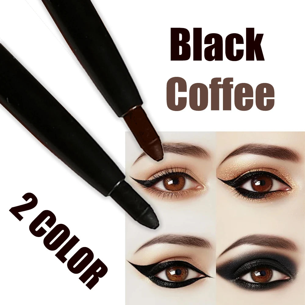 2Pcs Crayons Eyeliner Noir Brun Imperméables - Étanche Aux Taches, Longue Durée Et Adapté Aux Débutants Maquillage Pour Les Yeux Punk Lisse À Haute Pigmentation