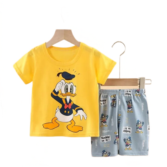 Été Donald Duck Cartoon 2 pièces survêtement garçons décontracté ensemble de vêtements pour enfants T-shirt et short enfants 1-4 ans