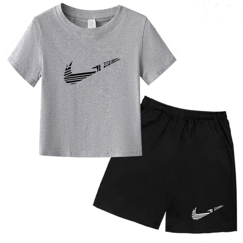 Vêtements pour enfants T-shirt Mode Manches courtes + Shorts Été Garçon Fille Tout-petit 3-12 ans Casual Sports Marque Jogging O-collar Set
