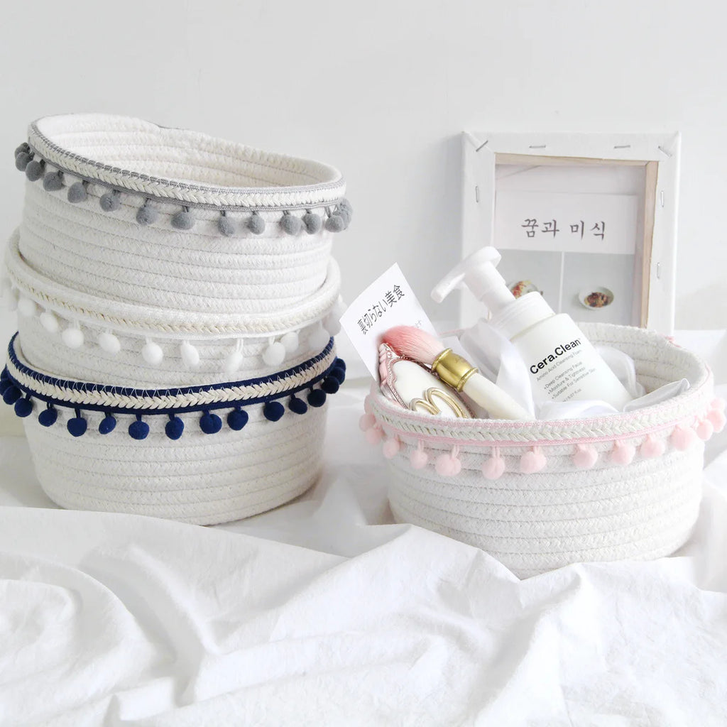 Panier Rangement Tressé Coton – Jouets, Bureau & Maison | L'atelier de Candice