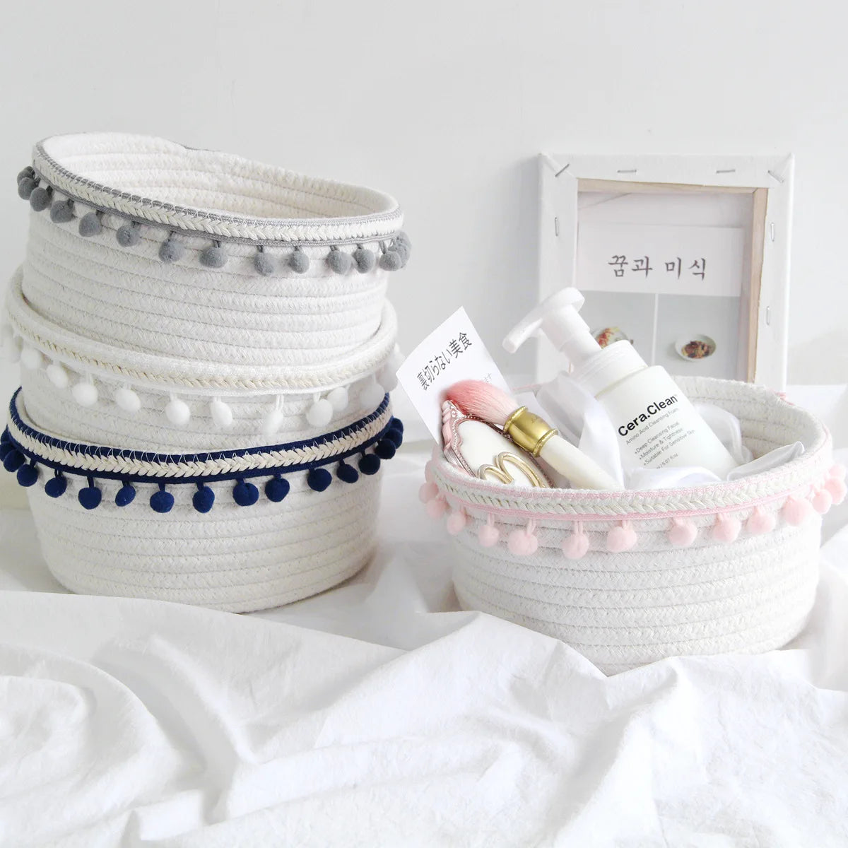 Panier Rangement Tressé Coton – Jouets, Bureau & Maison | L'atelier de Candice