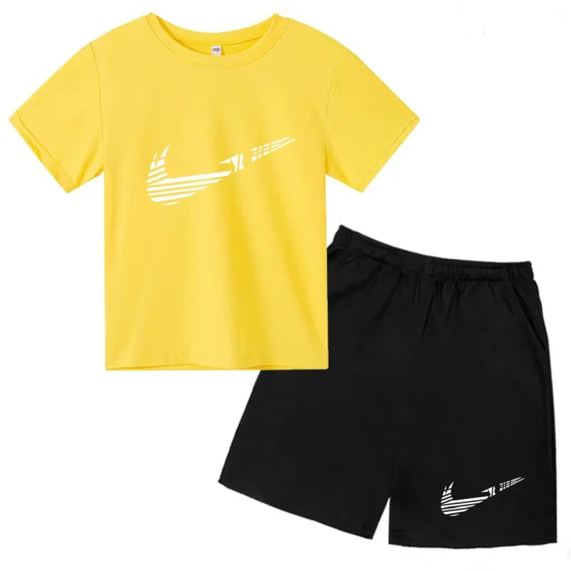 Vêtements pour enfants T-shirt Mode Manches courtes + Shorts Été Garçon Fille Tout-petit 3-12 ans Casual Sports Marque Jogging O-collar Set